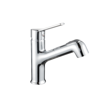 Elegant Pull-Out Bathroom Faucet with Hot and Cold Water Control - Versatile Sink Mixer for Modern Vanities